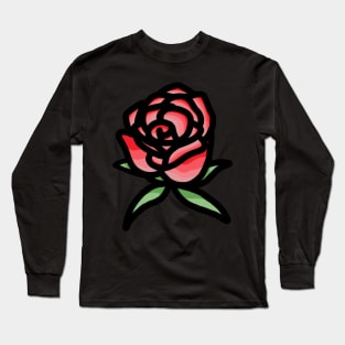 Rose Colorblock Drawing Long Sleeve T-Shirt